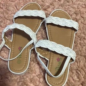 Little girl White and tan shoes